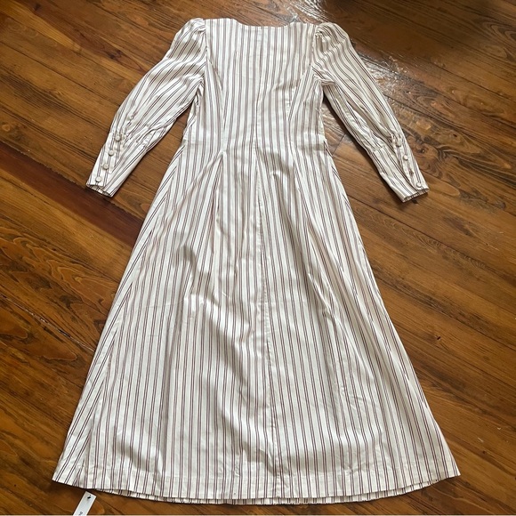 Reformation NEW Long Sleeve Button Front Halia Midi Dress August Stripe size 6 - Picture 5 of 15